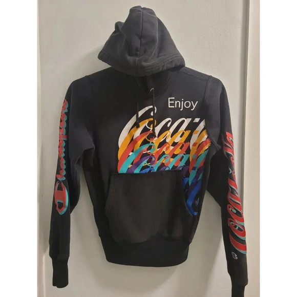 CHAMPION x COCA COLA Mens Small Reverse Weave Big Logo Sweatshirt Hoodie - Picture 5 of 16